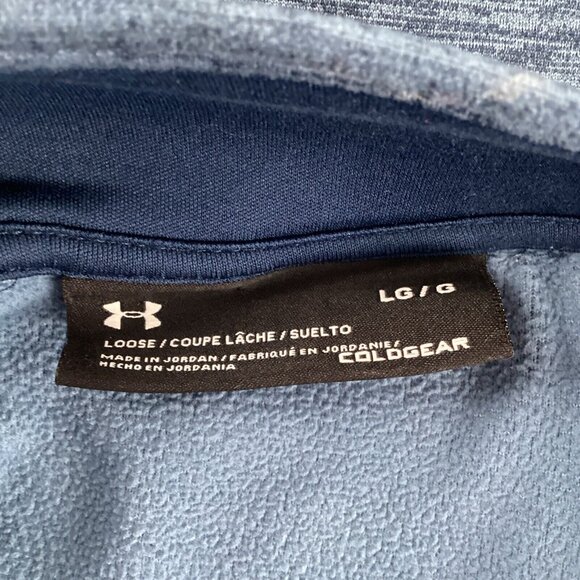 Under Armour Loose ColdGear Half Zip Fleece Sweater Pullover Mens Large Blue - Picture 8 of 10